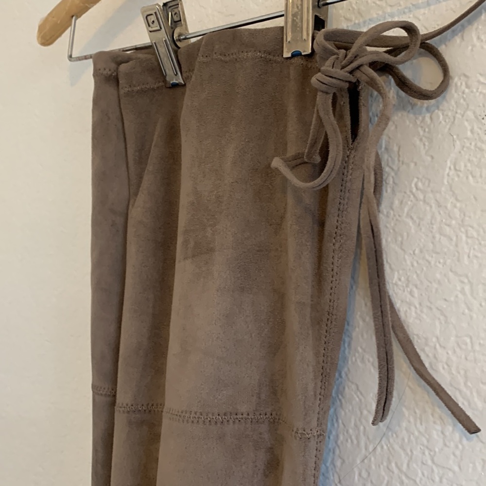 OVER THE KNEE BOOTS MICROSUEDE HEEL BROWN SIZE 10 - Picture 4 of 8